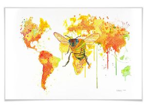 4063129153930 - Poster WALL-ART Bees World Bienenkönigin Bilder Gr B H T 140 cm x 90 cm x 01 cm Schriftzug 1 St bunt Poster ohne Bilderrahmen