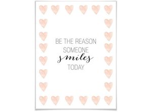 4063129157624 - Poster WALL-ART Smiles Lächeln Bilder Gr B H T 24 cm x 30 cm x 01 cm Schriftzug 1 St weiß Poster Poster Wandbild Bild Wandposter