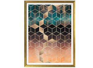 4063129162086 - Poster WALL-ART Gold Grün Geometrie Bilder Gr B H T 50 cm x 60 cm x 01 cm Schriftzug 1 St bunt Poster