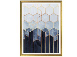 4063129162185 - Poster WALL-ART Hexagon Blau Weiß Bilder Gr B H T 50 cm x 60 cm x 01 cm Schriftzug 1 St bunt Poster