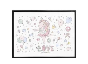 4063129166305 - Poster WALL-ART Ballerina Einhorn Kinder Party Bilder Gr B H T 100 cm x 80 cm x 01 cm Kinder 1 St bunt Poster Poster Wandbild Bild Wandposter