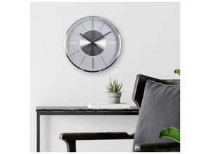 4063129168514 - K&l Wall Art - lautlose Silber Optik luxus Wanduhr moderne Aluminium Uhr 30cm ø mit Quartz Uhrwerk - Silber