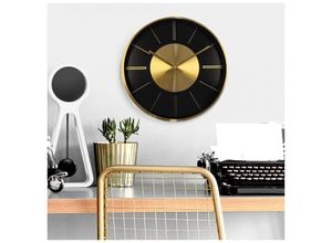 4063129168613 - K&l Wall Art - lautlose Gol 3D Optik Wohnzimmer Wanduhr moderne Aluminium Uhr 30cm ø mit Quartz Uhrwerk - Gold