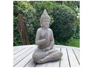 4063129168996 - K&l Wall Art - Lao Buddha Garten Figur Fensterbank Feng Shui Deko Balkon Steinfigur Wohnzimmer Statue 33cm Beton Grau - Grau