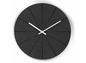 4063129169252 - K&l Wall Art - Lautlose mdf Holz Wanduhr Schwarz Retro Uhr modern weiß gold Uhrwerk lautlos Ohne Ticken Rund ø 30cm - Schwarz