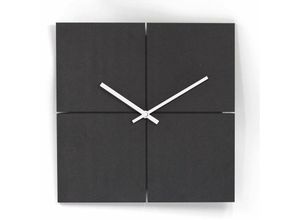 4063129169269 - K&l Wall Art - Lautlose mdf Holz Wanduhr Schwarz Retro Uhr modern weiß Gold Uhrwerk lautlos Ohne Ticken ø 30cm Eckig - Schwarz