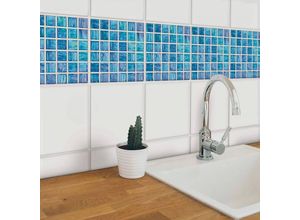 4063129170951 - selbstklebende Fliesenaufkleber Glanz 10x10cm Glas Mosaik Candy Crush Blau 12er Set Wandtattoo