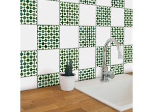 4063129172511 - K&l Wall Art - selbstklebende Fliesenaufkleber Glanz 10x10cm Grüne Mosaik Kachel 12er Set Wandtattoo