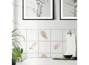 4063129172863 - K&l Wall Art - selbstklebende Fliesenaufkleber Glanz 20x20cm Aquarell Blätter 12er Set Wandtattoo