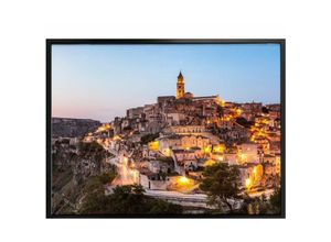 4063129176052 - Poster WALL-ART Matera Abend Bilder Gr B H T 120 cm x 100 cm x 01 cm Schriftzug 1 St bunt Poster Poster Wandbild Bild Wandposter