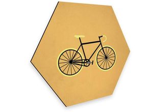 4063129184811 - K&l Wall Art - Hexagon Alu-Dibond Poster Retro Wanddeko Fahrrad Rennrad Fixie Bike Vintage Deko by Kubistika 25x22cm - gelb