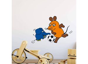 4063129187034 - - Kinder Wandtattoo Die Fußball Maus Elefant Aufkleber Deko selbstklebend 90x66cm - bunt