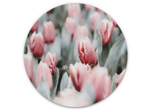 4063129188307 - K&l Wall Art - Alu-Dibond-Poster Rund Metalloptik Wandbild Frühlingstulpen Amsterdam Tulpe Floral Annie ø 120cm - grün