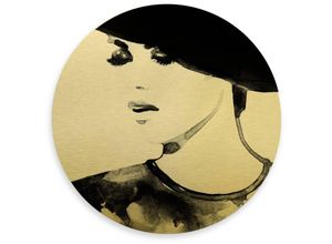 4063129188741 - Alu-Dibond-Poster Rund Metalloptik Wandbild Vintage Deko Paris Gold Fashion Poster ø 70cm - gold