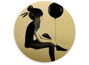 4063129188987 - K&l Wall Art - Alu-Dibond-Poster Rund Metalloptik Wandbild Vintage Deko Gold Luftballon Boho Ireland ø 70cm - gold