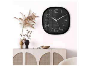 4063129189038 - K&l Wall Art - Retro Wanduhr schwarz Quartz Uhrwerk ohne Ticken Analoge Schlafzimmer Uhr lautlos 30cm Eckig - Schwarz