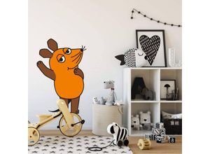 4063129189670 - - Kinderzimmer Wandtattoo Die orangene Maus winkt Aufkleber Wandsticker Deko 53x80cm - bunt