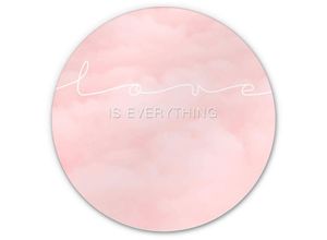 4063129191703 - K&l Wall Art - Alu-Dibond-Poster Rund Metalloptik Wandbild Love is everything rosa Wolken Schriftzug Poster ø 20cm - rosa