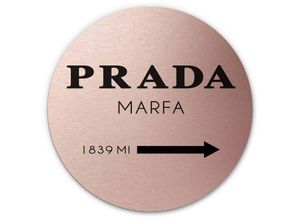 4063129192236 - K&l Wall Art - Alu-Dibond-Poster Rund Metalloptik Wandbild Prada Marfa 1839 Miles Vintage Deko Rosa Kupfer ø 20cm - kupfer