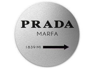 4063129193011 - K&l Wall Art - Alu-Dibond-Poster Rund Metalloptik Wandbild Prada Marfa Fashion Luxus Mode Retro Deko Silber ø 45cm - silber