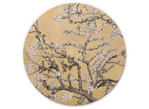 4063129193479 - Alu-Dibond-Poster Rund Metalloptik Wandbild Mandelblüte floral Vintage Blüten Deko van Gogh ø 45cm - creme