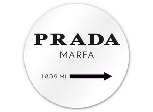 4063129193523 - K&l Wall Art - Alu-Dibond-Poster Rund Metalloptik Wandbild Prada Marfa 1839 Fashion Mode Luxus Wandschild ø 20cm - weiß