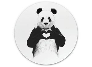4063129193646 - Alu-Dibond-Poster Rund Metalloptik Wandbild Cro Panda Bär Liebe Kinderzimmer Pandabär Solti ø 70cm - weiß