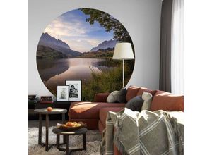 4063129194308 - K&l Wall Art - Runde Fototapete Cuadrado See Landschaft Tapete Natur Vliestapete Vintage Deko ø 140cm - grün