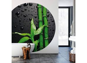 4063129194926 - K&l Wall Art - Runde Fototapete Bambus Wellness Tapete Feng-Shui Vliestapete Wand Deko ø 140cm - schwarz