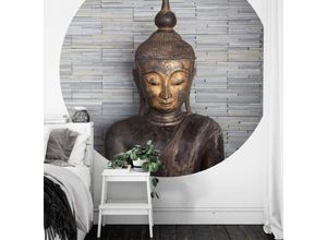 4063129197156 - K&l Wall Art - Runde Fototapete Feng-Shui Tapete Buddha Vliestapete Yoga Meditation Wand Deko ø 188cm - grau