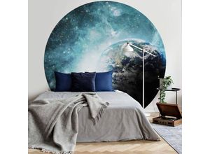 4063129198245 - K&l Wall Art - Runde Fototapete Planet Erde Tapete Sterne Galaxie Vliestapete Wandbild ø 188cm - blau