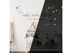 4063129198375 - K&l Wall Art - Twinkle little star Leuchtsterne Gelb 50x18cm Leuchtendes Wandtattoo - Leuchtfarbe Gelb