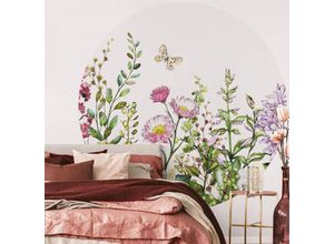 4063129198481 - K&l Wall Art - Runde Fototapete florale Sommer Tapete Blumenwiese Vliestapete Wandbild ø 284cm - weiß