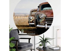 4063129198955 - K&l Wall Art - Runde Fototapete Vintage Oldtimer Auto Tapete vw Käfer Vliestapete Wandbild ø 188cm - braun