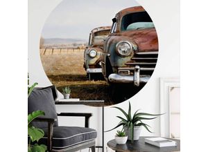 4063129198986 - K&l Wall Art - Runde Fototapete Vintage Oldtimer Auto Tapete vw Käfer Vliestapete Wandbild ø 140cm - braun