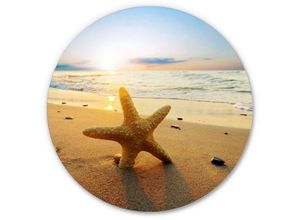 4063129201730 - K&l Wall Art - Alu-Dibond-Poster Rund Metalloptik Wandbild Seestern Sand Strand Urlaub Alu-Dibond Deko ø 30cm - beige