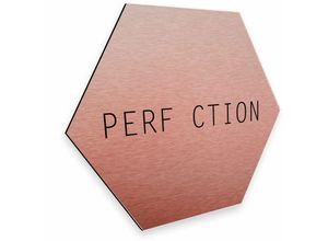 4063129203406 - K&l Wall Art - Hexagon Alu-Dibond Poster Perfection Kupfer Metalloptik Vintage Deko Wandbild Perfekt Nordic Creators 55x47cm - rosa