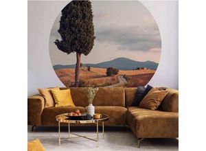 4063129205813 - K&l Wall Art - Runde Fototapete Colombo Zypressen Tapete Landschaft Esszimmer Küche Vliestapete ø 140cm - bunt