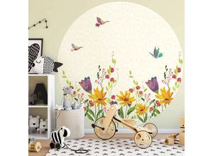 4063129205905 - K&l Wall Art - Runde Fototapete Blanz Märchen Tapete Kinderzimmer Vliestapete kleine Kinder ø 140cm - creme