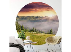 4063129206063 - K&l Wall Art - Runde Fototapete Bergtal Tapete Sonnenaufgang Vliestapete Wohnzimmer Deko ø 140cm - grün 4063129206063 - K&l Wall Art - Runde Fototapete Bergtal Tapete Sonnenaufgang Vliestapete Wohnzimmer Deko ø 140cm - grün