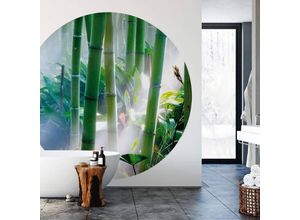 4063129206117 - K&l Wall Art - Runde Fototapete Bambus Wald Tapete Feng-Shui Vliestapete Deko Wandbild ø 140cm - grün