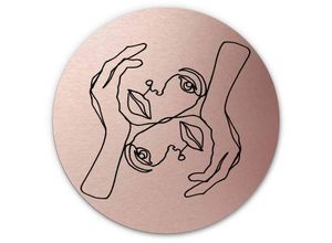 4063129206261 - Alu-Dibond-Poster Rund Metalloptik Wandbild Julie Portrait Linework abstrakt Kupfer Hariri Ø 30cm - kupfer