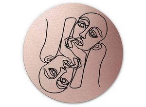 4063129206292 - Alu-Dibond-Poster Rund Metalloptik Wandbild Ava Portrait Linework abstrakt Kupfer Hariri ø 70cm - kupfer