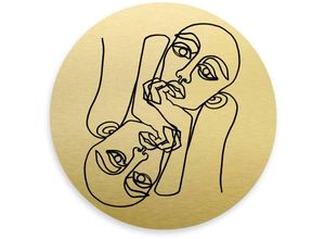 4063129206346 - K&l Wall Art - Alu-Dibond-Poster Rund Metalloptik Wandbild Ava Portrait Linework abstrakt Gold Hariri ø 20cm - gold