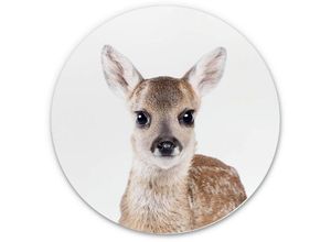 4063129207282 - Alu-Dibond-Poster Rund Metalloptik Wandbild Rehkitz Bambi Kinderzimmer Baby Reh Sisi&Seb ø 100cm - braun