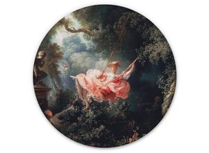 4063129208098 - Alu-Dibond-Poster Rund Metalloptik Wandbild Barock Die Schaukel Kunstdruck Vintage Fragonard Ø 45cm - grün