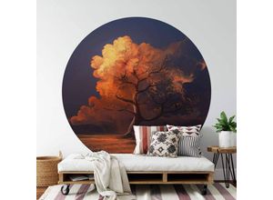 4063129208883 - K&l Wall Art - Runde Fototapete aerroscape Herbst Tapete Baum des Lebens Vliestapete Küche ø 140cm - orange