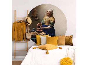 4063129209019 - K&l Wall Art - Runde Fototapete Vermeer Kunstdruck Tapete Milchkrug Gemälde Vliestapete Barock ø 140cm - beige