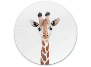 4063129209767 - Alu-Dibond-Poster Rund Metalloptik Wandbild Kinderzimmer Deko Baby Giraffe Safari Sisi&Seb ø 120cm - weiß