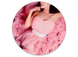 4063129211197 - Alu-Dibond-Poster Rund Metalloptik Wandbild Rosa Kleid Fashion Shabby Chic Mädchen Deko ø 45cm - rosa